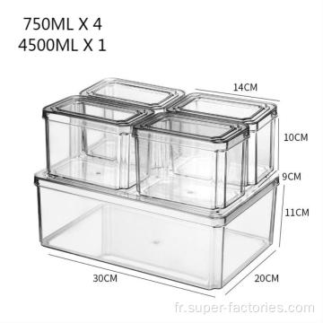 Set de 5 boîtes de rangement en plastique pour les aliments de cuisine